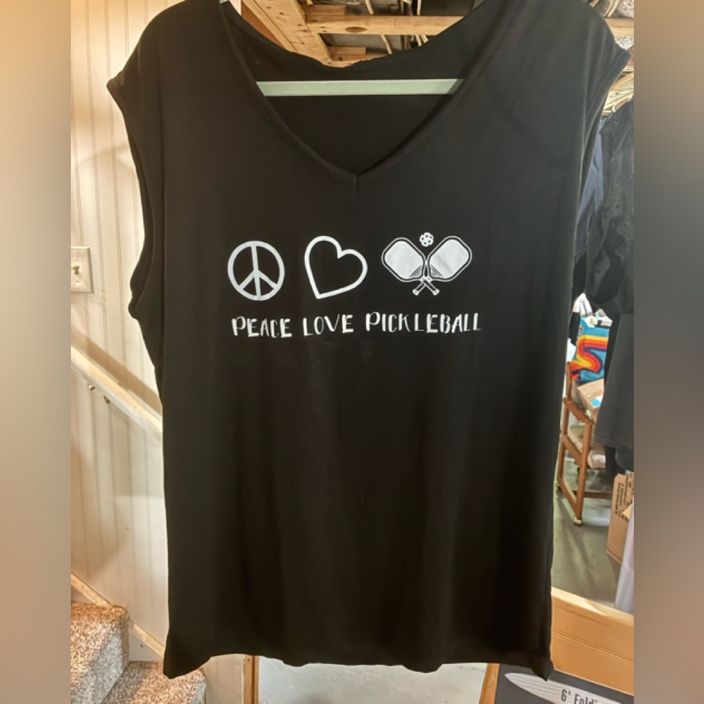 Black Peace Love Pickleball Tank Top